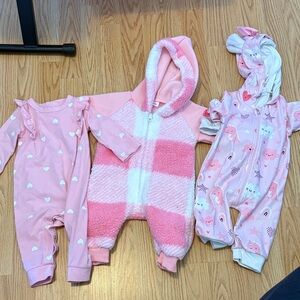 Cat & Jack Pink Hooded Fleece Baby One-Piece